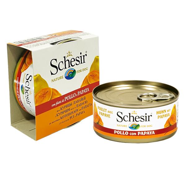 Schesir Chicken with Papaya КУРИЦА с ПАПАЙЕЙ влажный корм для собак 150 г (613707)
